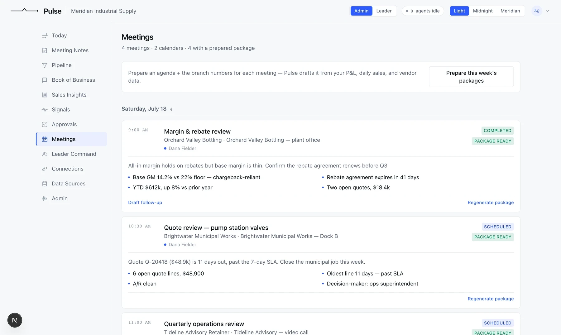 Pulse Meetings: AI-prepared briefing packages for every customer visit