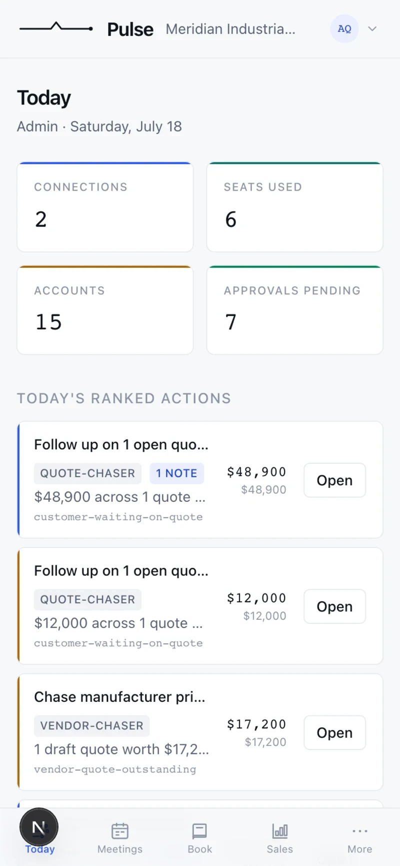 Pulse on a phone: the Today queue